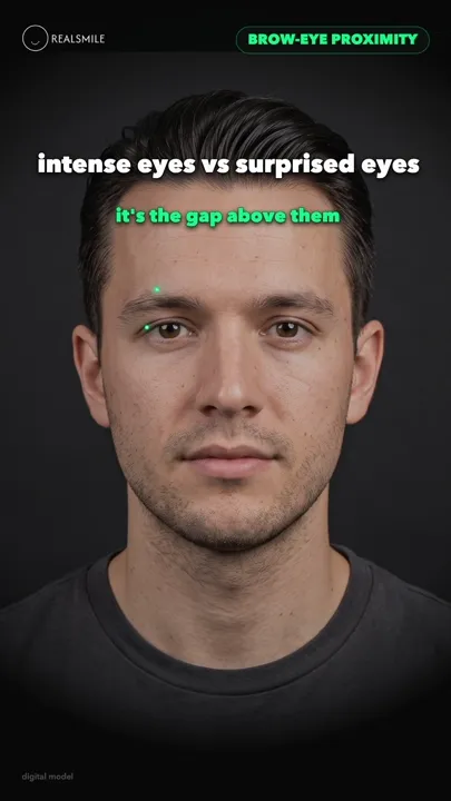Brow-eye proximity — grooming, not genetics — RealSmile 60-second explainer